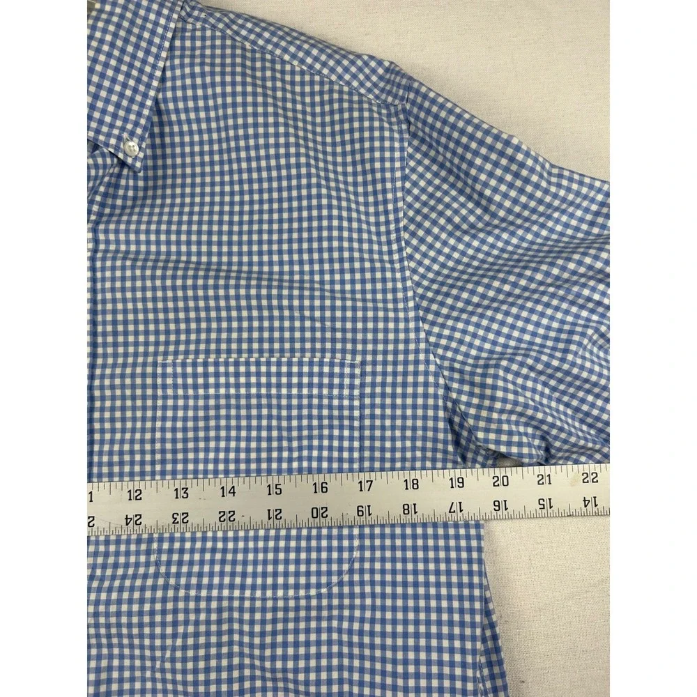 J.Crew Mens Classic Fit Gingham Button Down Shirt Blue White Cotton C0641 Size S